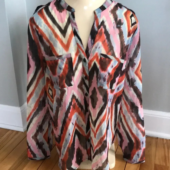 Olive & Oak sheer multi/color blouse, medium - Picture 1 of 4